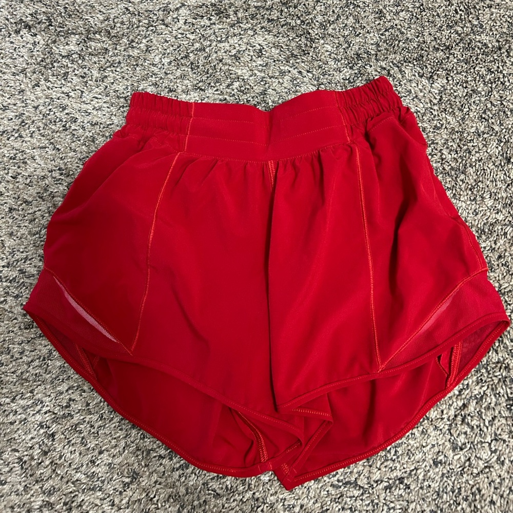 Lululemon Athletica Red Athletic Shorts with Reflective Details